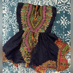 Custom-Made Dashiki Print Peplum Top (Size 2-4)